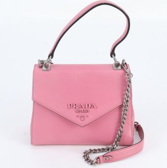 Prada Pink Leather Handbag Shoulder Bag Tote Bag (Pre-Owned)