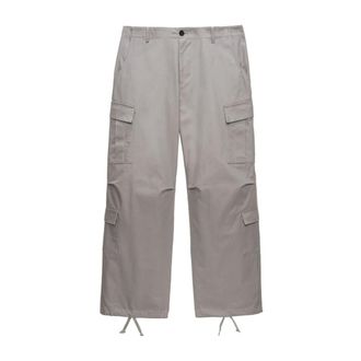 Msgm Straight Trousers, male, Gray, L, Grey Cargo Drawstring Trousers