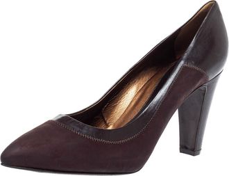 Sergio Rossi Brown Nubuck Leather Platform Pointed Toe Pumps