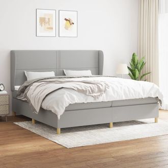 vidaXL Cama Box Spring Con Colch&oacute;n Tela Gris Claro 200x200 Cm Vidaxl