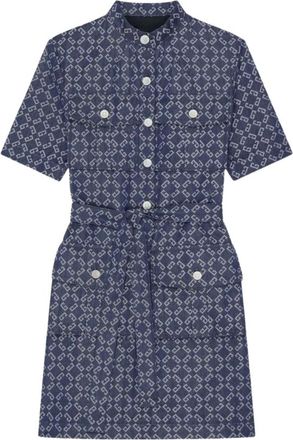 Givenchy Logo Denim Mini Jurk - Dames - Shirt Kleedjes - Blauw - XS - Denim - Kleedjes