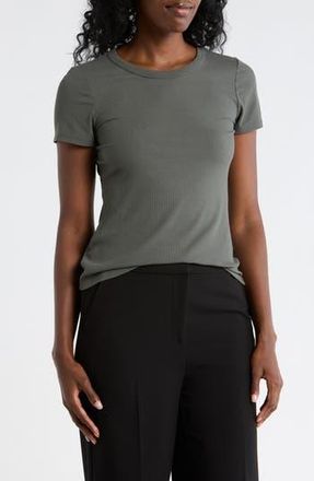 Halogen Rib Knit Jersey T-Shirt in Grey Beluga at Nordstrom Rack, Size X-Small
