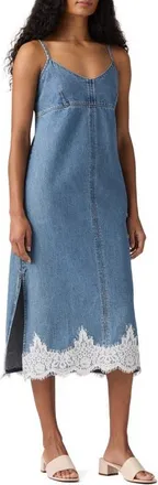Levi's 90s Lace Trim Denim Midi Slipdress in Slipped My Mind at Nordstrom, Size Medium