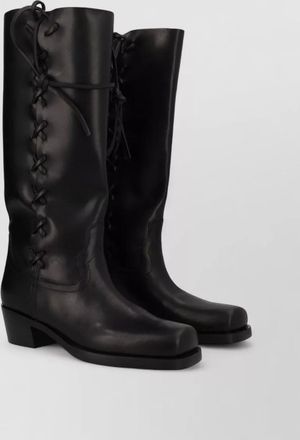 PARIS TEXAS leather lace-up block-heel boots