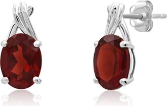 MAX + STONE 14k Yellow or White Gold 8x6mm Gemstone Twist Oval Drop Stud Earrings