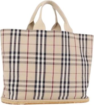 Burberry Pre-owned Tote Bags, female, Beige, Size: ONE SIZE Pre-owned Vintage Canvas Tote Bag