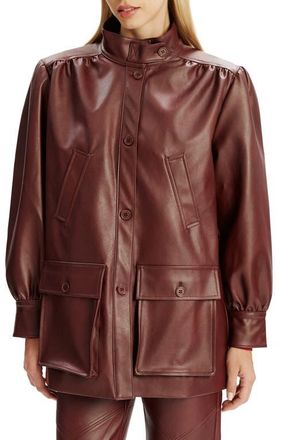 Bardot Clements Boxy Faux Leather Jacket in Burgundy at Nordstrom, Size Small