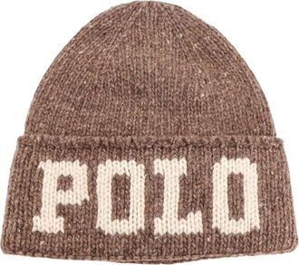 Polo Ralph Lauren Ribbed Cuffed Beanie - Heren - Hoeden - Bruin - ONE Size - Wol - Accessoires