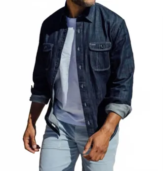 HIROSHI KATO Brace Rugged Vintage Workwear Shirt In Indigo