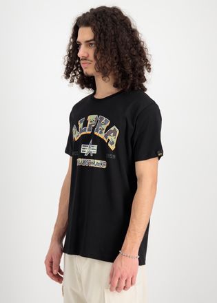 Alpha Industries T-Shirt ALPHA INDUSTRIES College Camo T-Shirt, Herren, Gr. XL, schwarz, Obermaterial: 100% Baumwolle, Shirts T-Shirt