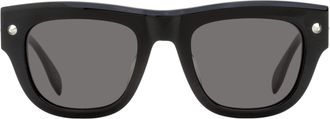 Alexander McQueen AM0425S Stud Hinge Rectangular Sunglasses - Black