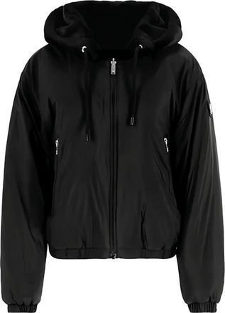 Moose Knuckles Zwarte Hoodie met rits Elastisch Logo - Dames - Winterjassen - Zwart - M - Polyester - Jassen