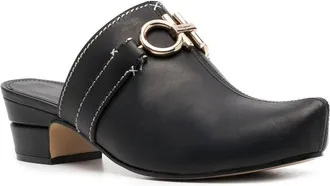 Ferragamo Gancini Leather Mule - Black
