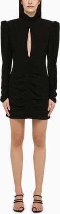 Alessandra Rich Black draped silk minidress