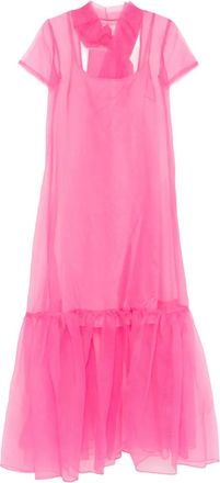 Staud Abito lungo Calluna con ruches e maniche corte - Rosa