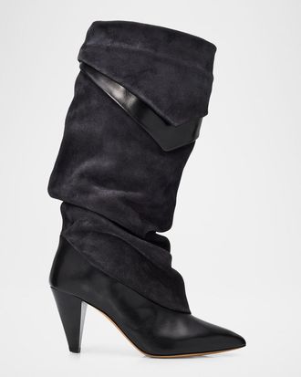 Isabel Marant Lezra Mixed Leather Scrunched Boots