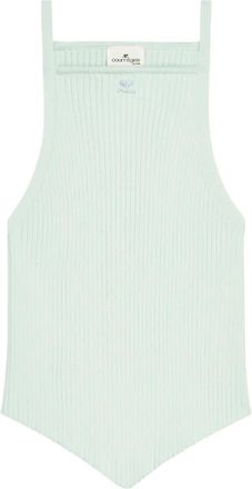 Courr&egrave;ges Geribbelde tanktop met puntige afwerking - Groen