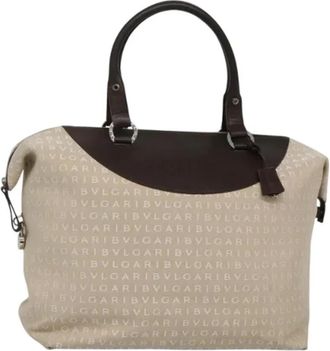 Bulgari Tweedehands Canvas handtassen - Dames - Vintage Handtas - Beige - ONE Size - Leer - Vintage