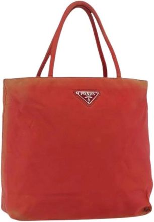 Prada Pre-owned Tote Bags, female, Red, Size: ONE SIZE Pre-owned Nylon Tote Bag