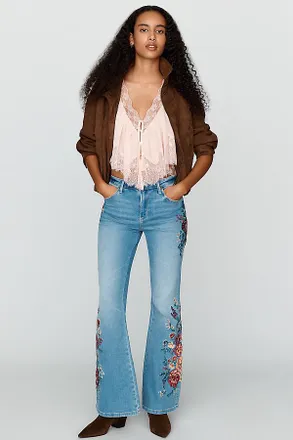 Free People Farrah Mid-Rise Flare-Leg Jeans