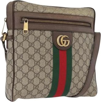 Gucci Pre-owned Cross Body Bags, female, Beige, Size: ONE SIZE Pre-owned Vintage GG Canvas Shoulder Bag