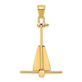 Diamond2Deal 14k Yellow Gold 3D Moveable Anchor Pendant