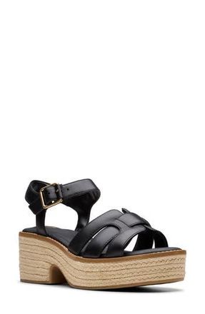 Clarks Coledale Strap Platform Sandal in Black Leather at Nordstrom Rack, Size 7.5