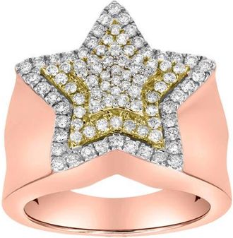 LuvMyJewelry Star Studded Bling 14K Rose Gold Two Tone Star Ring - 1.88 Ct at Nordstrom, Size 10.5