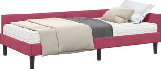 vidaXL Estructura De Cama Esquina Con Colch&oacute;n 2 Uds. Rojo Vino Vidaxl