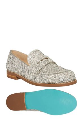 Betsey Johnson Aron Loafer In Rhinestones