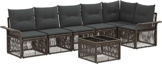 vidaXL Conjunto De Sof&aacute;s De Jard&iacute;n 7 Uds. Gris Rat&aacute;n Sint&eacute;tico Vidaxl