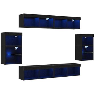 vidaXL Vidaxl - Centro De Entretenimiento 8 Pcs Roble Negro 40 X 28.5 X 40 Cm