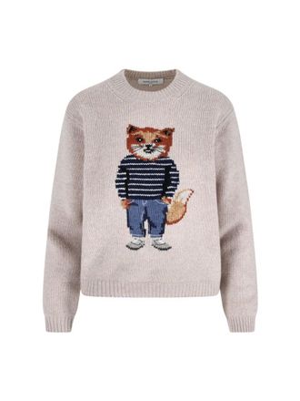 Maison Kitsun&eacute; Classic White Knitwear Sweater With Soft Texture