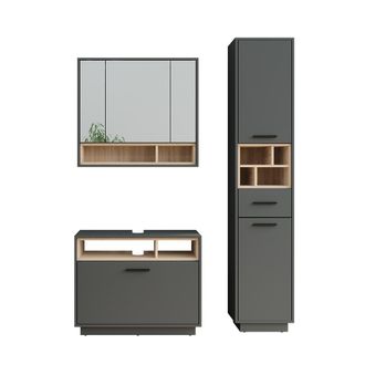 Vicco Conjunto De Mueble De Ba&ntilde;o Beatrice, Antracita/sonoma, 3 Partes Con Unidad Alta