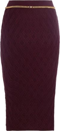 Elisabetta Franchi Rok in gebreide stof met diamanten en juweeldetails - Dames - Midirokken - Rood - M - Polyester - Rokken