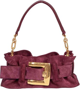 Balmain Balmain Bordeaux Suede Handbag