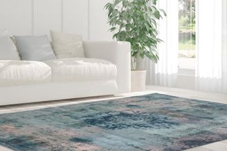 My Home Teppich »Nelio« rechteckig 9 mm Höhe Vintage Design, Used-Look, Kurzflor, Teppich mit Bordüre