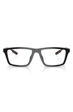 Emporio Armani 55mm Rectangular Optical Glasses in Shiny Black /Clear at Nordstrom