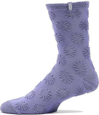 UGG Dallys Terry 3/4 Crew Mens Quarter Length Socks Shoes Dusted Iris Sun Logo, Cotton/Polyester