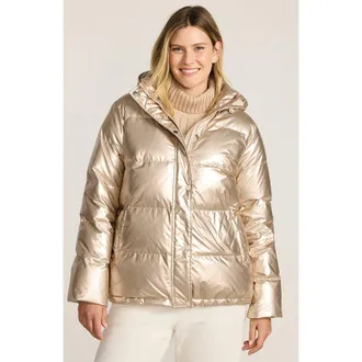 Lands End Wide Channel 600 Down Puffer Jacket in Gold Shine at Nordstrom, Size Large P