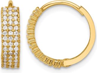 Diamond2Deal 10K Yellow Gold Polished 4mm Cubic Zirconia Hoop Earrings