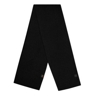 HUGO BOSS Gebreide sjaal met logo (Zwart gem&ecirc;leerd)