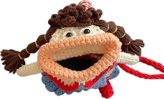 Generic Funny Cell Phone Purse - Knitted Cartoon Sausage Mouth Pouch, Cute Shoulder Phone Bag with Soft Texture, Lightweight Mini cross body Wallet for Women 