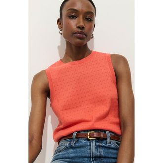 Alex Mill Odette Cotton & Cashmere Pointelle Sweater Tank in Coral at Nordstrom, Size X-Large