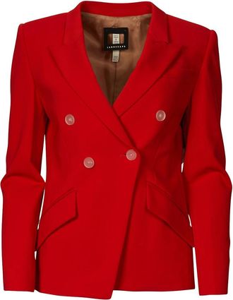 Landscape Super Matte Jersey Fitted Double-Breasted Blazer In Coral