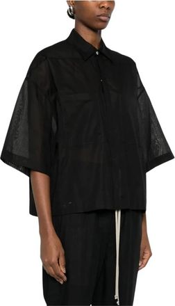 Rick Owens Tommy Shirt - Dames - Overhemden - Zwart - L - Katoen - Overhemden