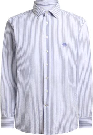 Etro Gestreepte Seersucker Blouse - Heren - Zakelijke Overhemden - Veelkleurig - 3XL - Nylon - Overhemden