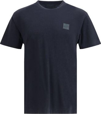 Stone Island Crew-neck T-shirt with monochrome compass Mens logo