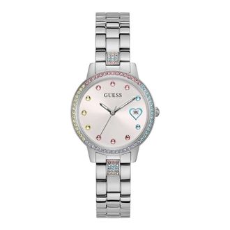 Guess Dames armbandhorloge Three OF Hearts zilver 34 mm Gw 0657L1 - Dames - Horloges - Grijs - ONE Size - Accessoires