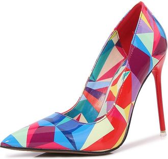 Generic Blue,5.5 UK,Womens Pumps Slip on High Heels with Pointy Closed Toe Party Prom Stiletto Heel ColorblockDress Wedding Party Prom Shoes